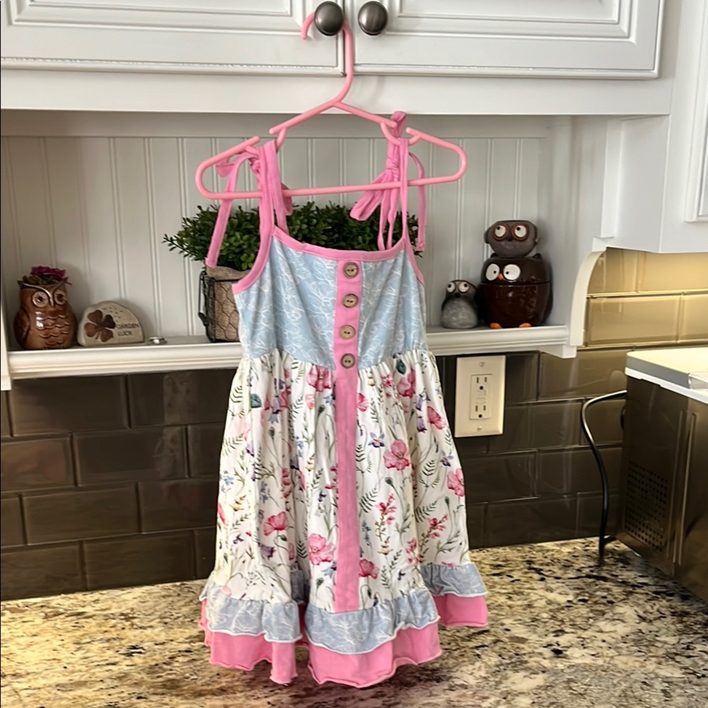 Cheeky Plum - Floral Dress with Pink and Blue Accents